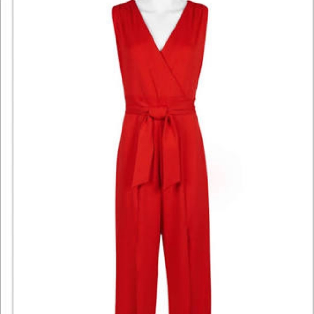Emma & Michelle v-neck sleeveless red jumpsuit